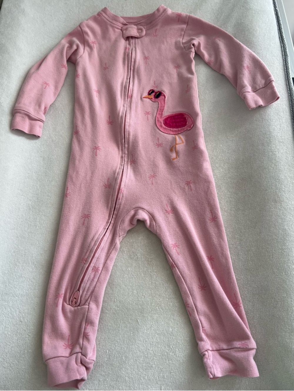 Carter's Pink Flamingo Zip-Front Footed One-Piece